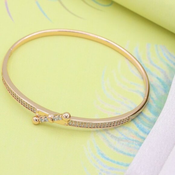 Rose Gold Bangle with Elegant Diamond-Studded Cross Accent Design, XPBL0587 - Picture 4 of 12